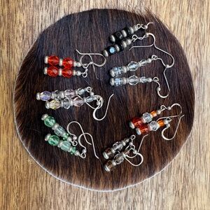 Handmade Multi-Color Beaded Drop Earrings - Set of Assorted Colors
